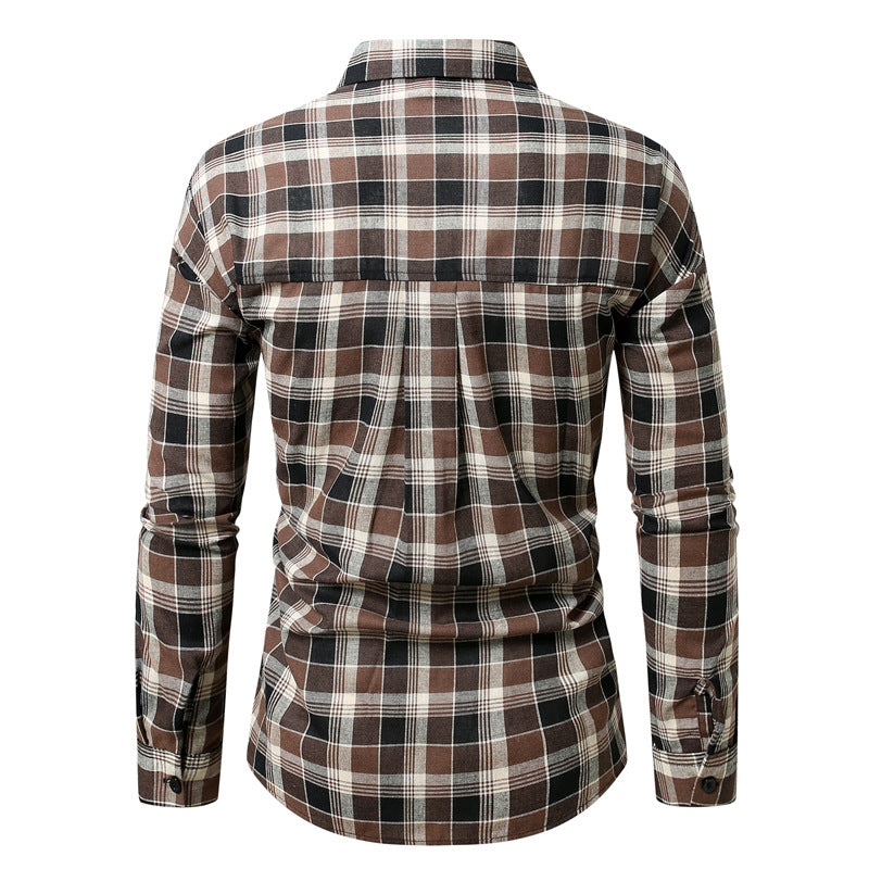 Herren kariertes Langarmhemd aus weichem Flanell Drune