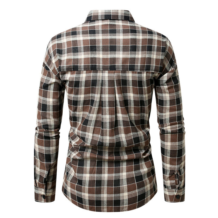 Herren kariertes Langarmhemd aus weichem Flanell Drune