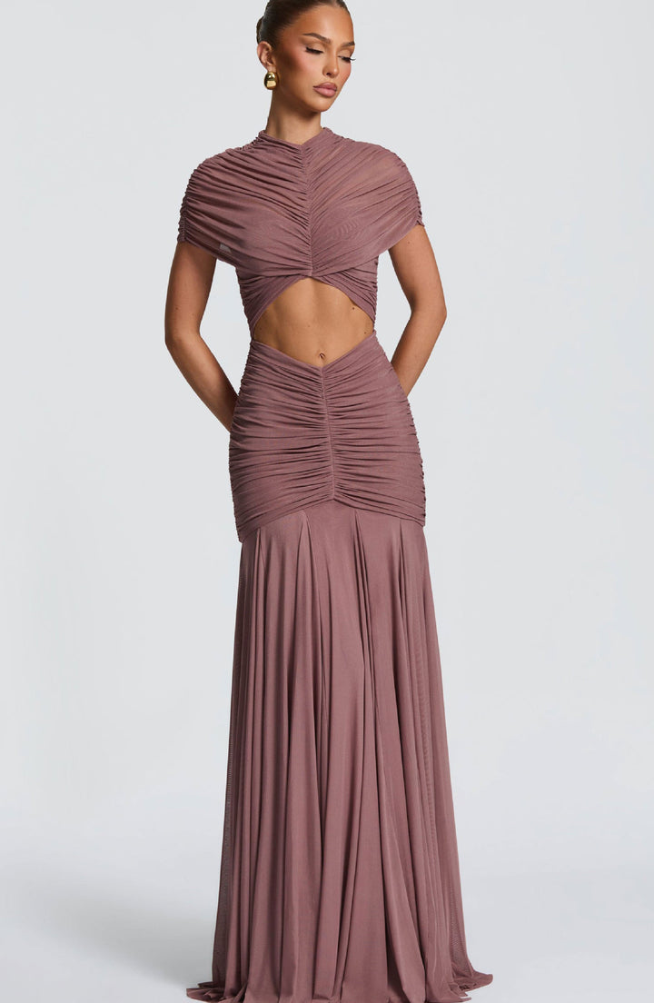 Damen Elegantes Abendkleid mit innovativem Cut-Out-Design und gefaltetem Stoff Drune
