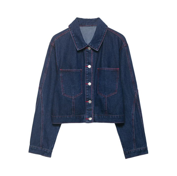 Damen Weite High‑Waist-Jeans mit mittlerer Leibhöhe, geradem Bein und kontrastfarbigen Ziernähten Drune