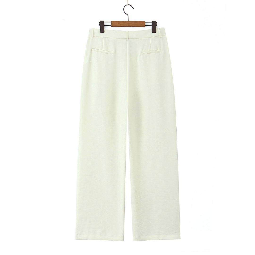Damen Weite High‑Waist Palazzohose mit vertikalem Streifenmuster und elastischem Bund Drune