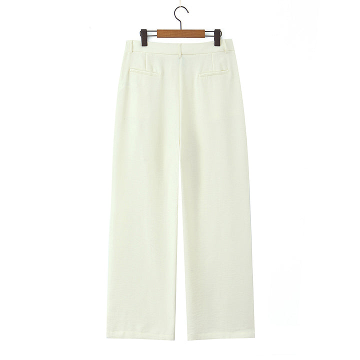 Damen Weite High‑Waist Palazzohose mit vertikalem Streifenmuster und elastischem Bund Drune