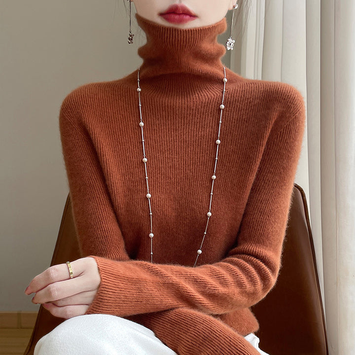 Damen Schmal geschnittener Feinstrick-Rollkragenpullover mit extrafeinem Flauschfinish Drune