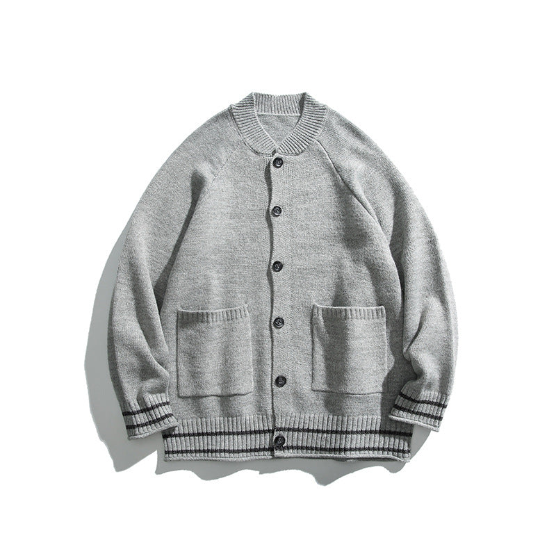 Unisex Boxy-Cardigan aus Feinstrick mit Raglanärmeln und aufgesetzten Taschen Drune