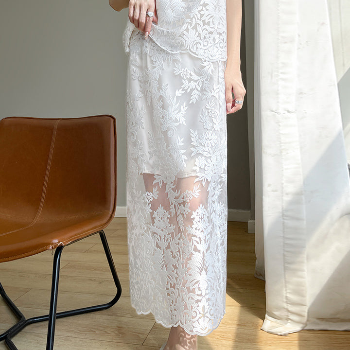 Damen Elegante und romantische Blumenspitzenröcke Drune