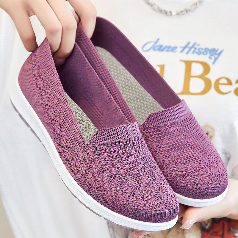 Damen nan leichter gestrickter Slip-On Komfort-Walking-Sneaker mit atmungsaktivem 3D-Strickoberteil und flexibler Leichtlaufsohle Drune