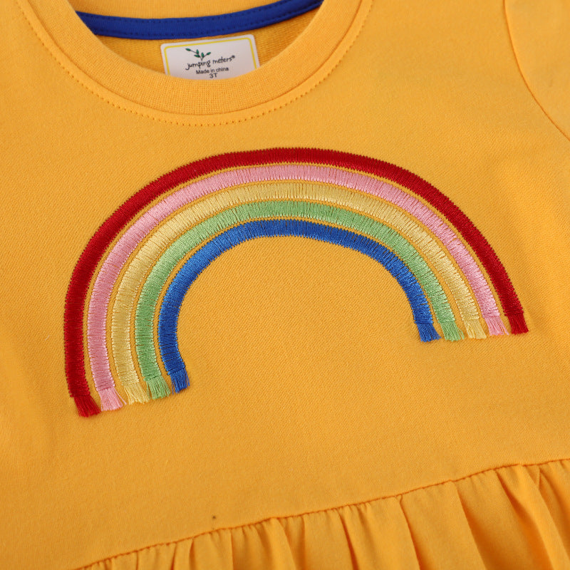 Mädchen Freizeitkleid mit Regenbogen-Stickerei Drune