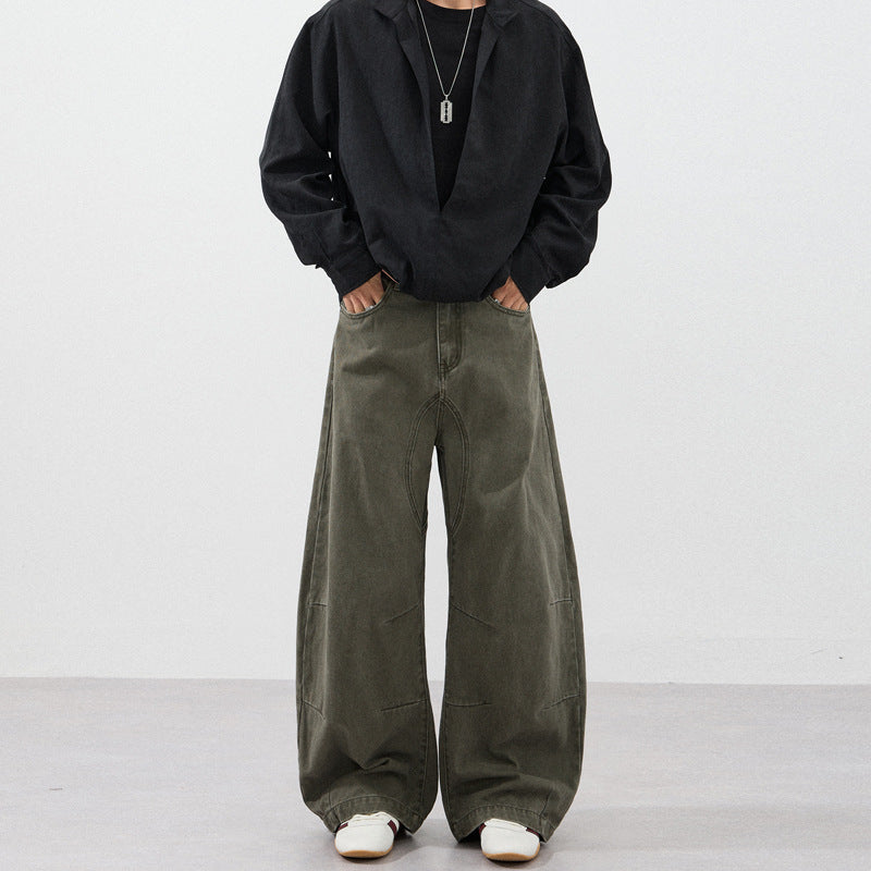 Herren Ultraweite Baggy-Hose mit markanter Schrittpasse und verstärkten Kniepanelen Drune
