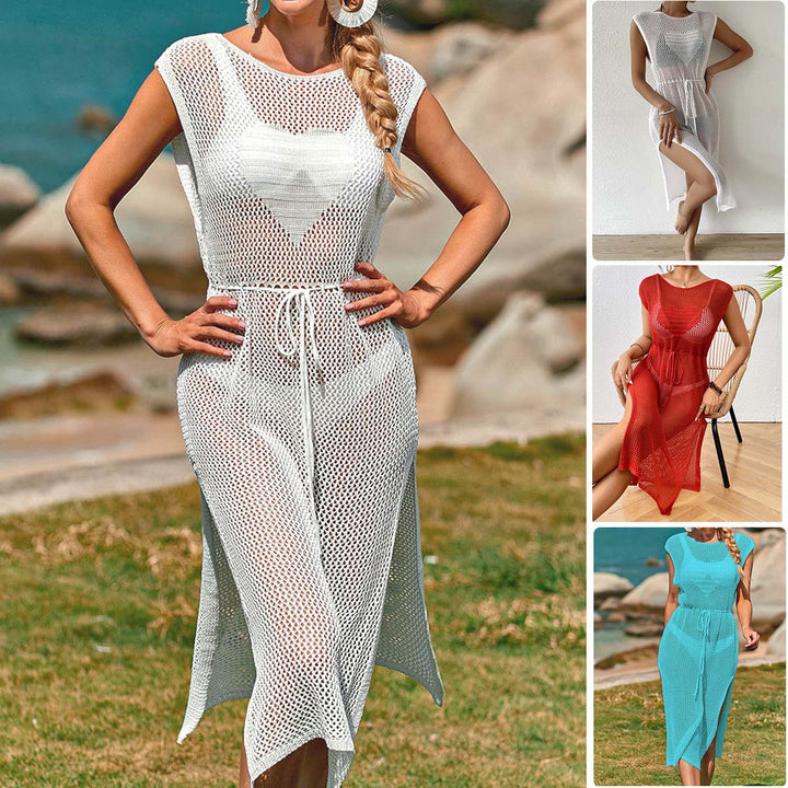 Damen Häkel-Strandkleid mit elegantem Schlitzdesign Drune