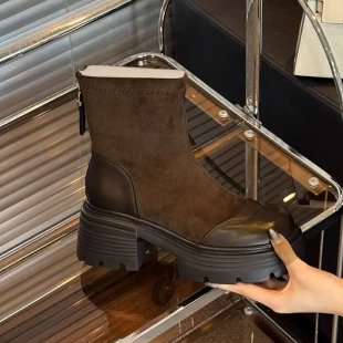 Damen Modische Stiefeletten mit Blockabsatz Drune