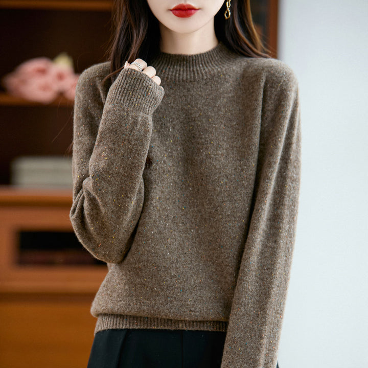 Damen Mélange-Feinstrickpullover mit kurzem Stehkragen und lockerer Silhouette Drune