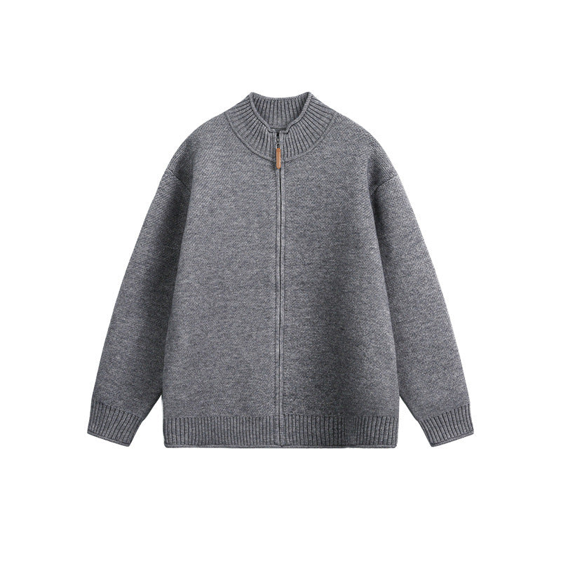 Unisex Strick-Zipjacke mit hohem Rippkragen und Oversize‑Schnitt Drune