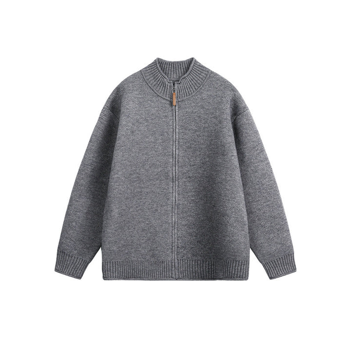 Unisex Strick-Zipjacke mit hohem Rippkragen und Oversize‑Schnitt Drune