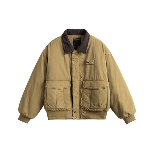 Herren Kurz geschnittene Utility-Blousonjacke mit Kordkragen und aufgesetzten Pattentaschen Drune