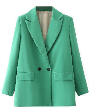Damen Oversize Doppelreihiger Blazer mit fallendem Revers und weicher Innenfütterung Drune