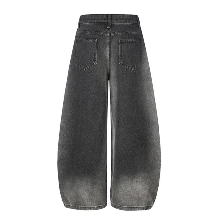 Damen Extraweite High‑Waist Palazzo-Jeans mit gekreuztem Zierbund und bestickten Taschen Drune
