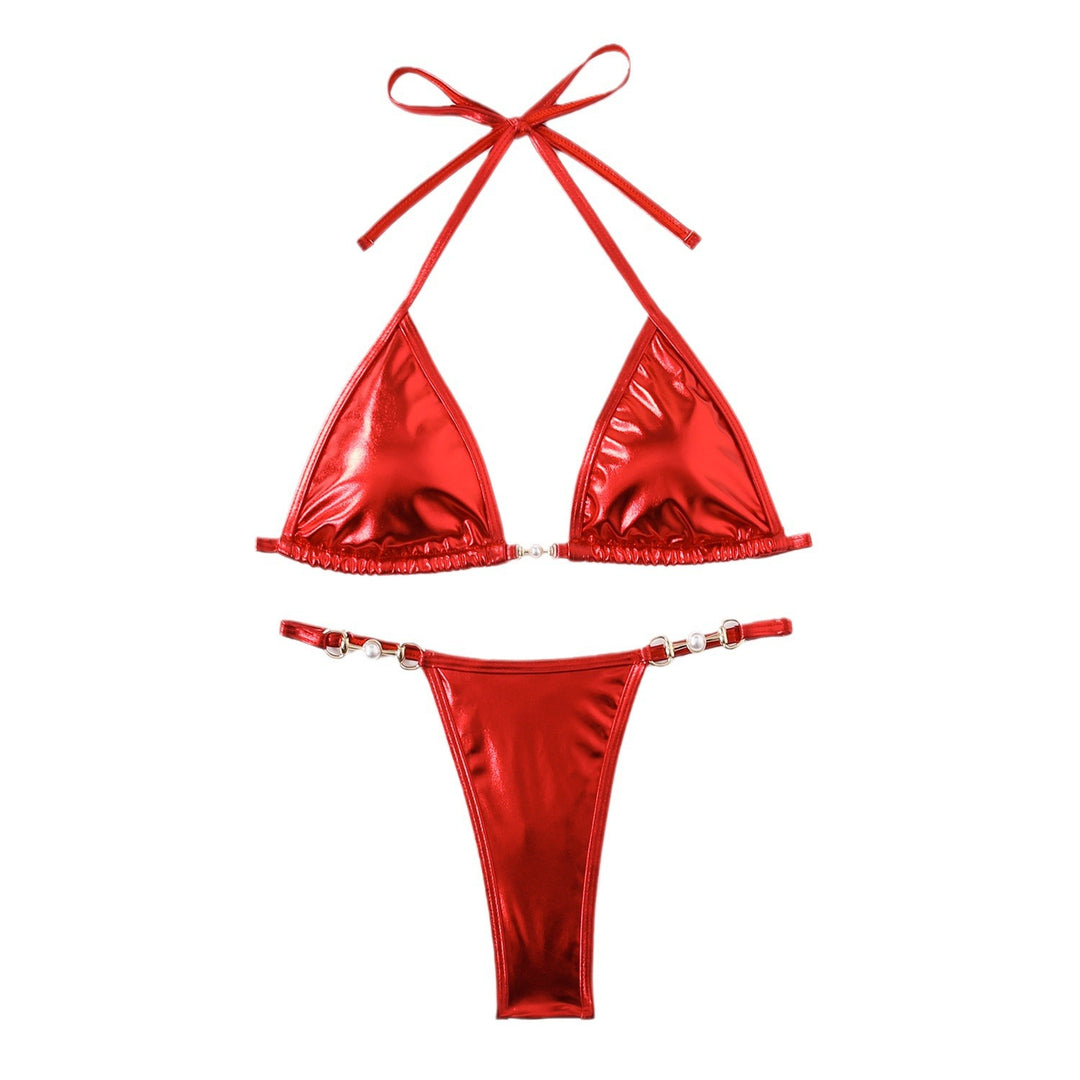 Damen metallisches Dreieck-Bikini-Set Drune 1750839882