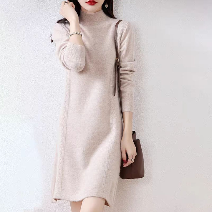 Damen Edles Strickkleid mit feinen Zopfmustern Drune