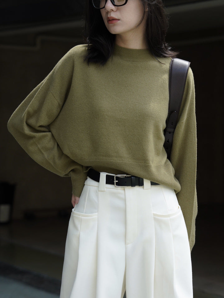 Damen Relaxter Feinstrick-Pullover mit überschnittener Schulter und Rundhalsausschnitt Drune