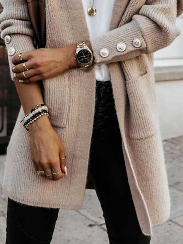 Damen Elegante Strickjacke mit Knopfdetails und praktischen Taschen Drune