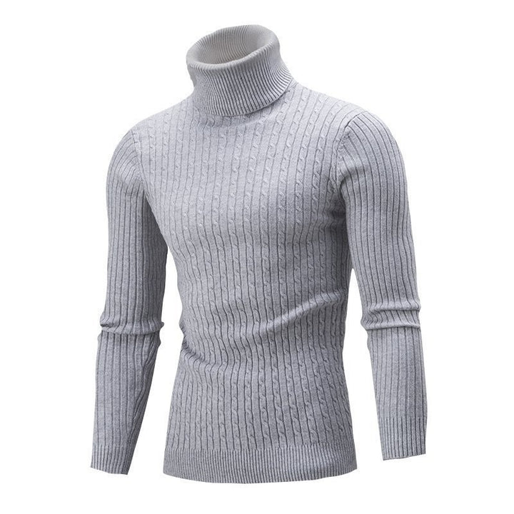 Herren Taillierter Thermo-Rollkragenpullover mit Zopf- und Rippstrickstruktur Drune