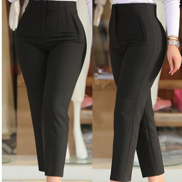 Damen Hohe Taille Anzughose mit eleganten Falten Drune