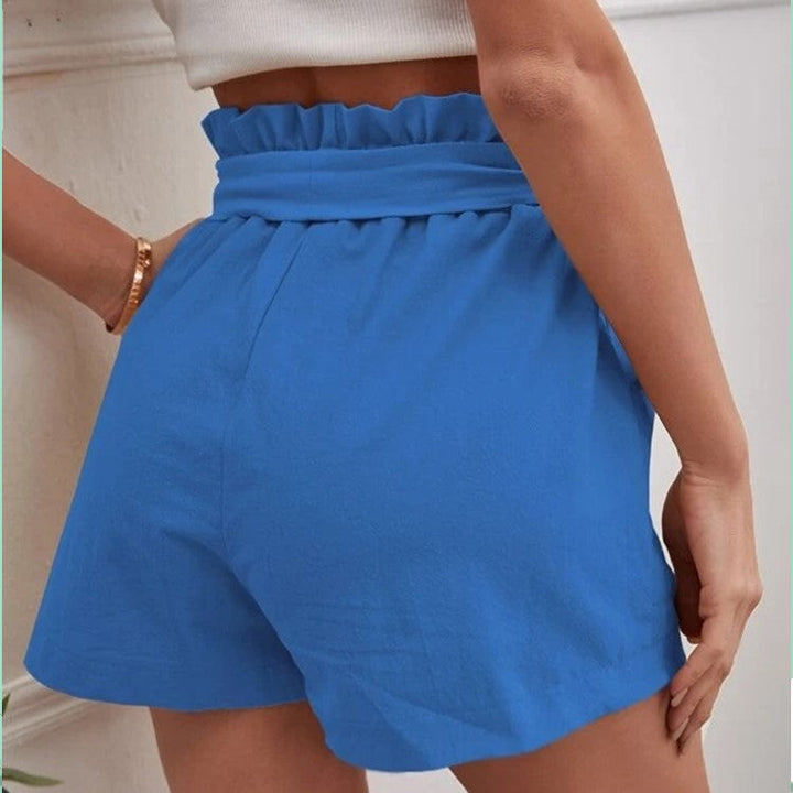 Damen Leichte Shorts mit dekorativem Bindegürtel und elastischem Bund Drune