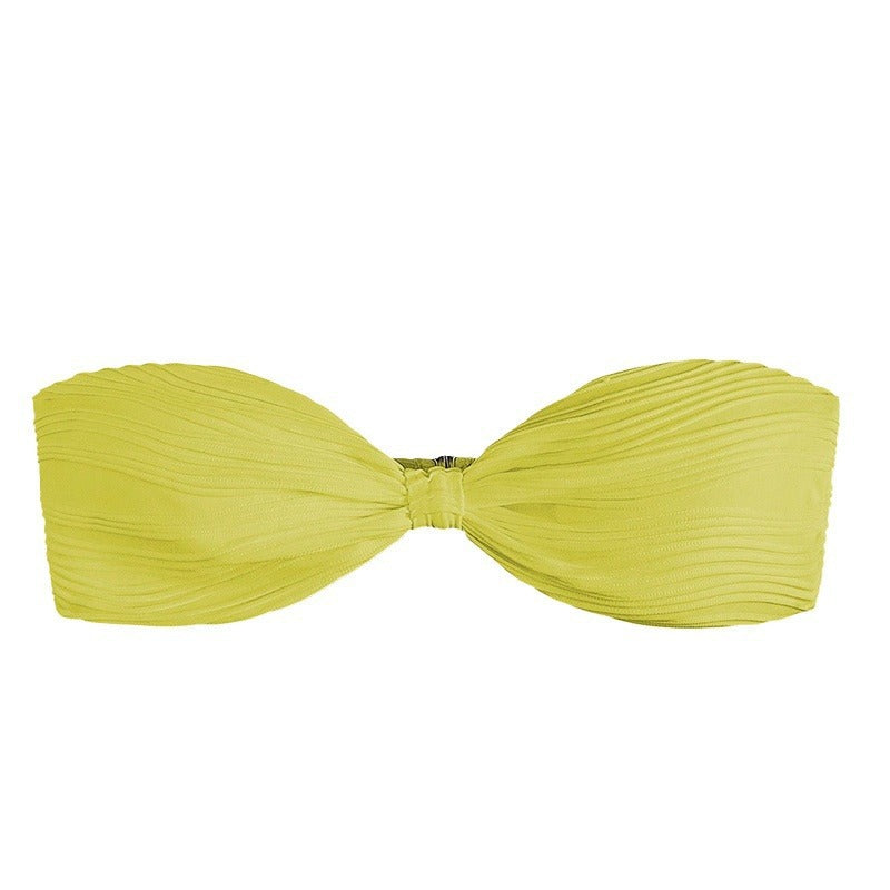 Damen Bandeau-Bikini-Oberteil mit Plissee-Design Drune