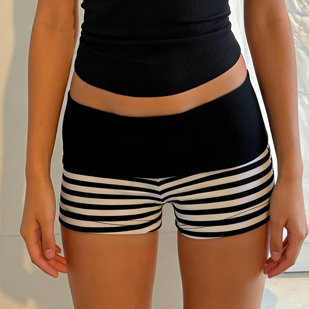 Damen Sportliche Shorts mit breitem elastischem Bund und modernem Streifenmuster Drune