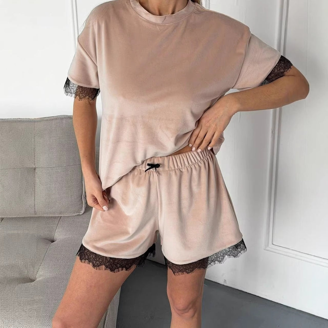 Damen Schlafanzug Set mit Spitzendetails