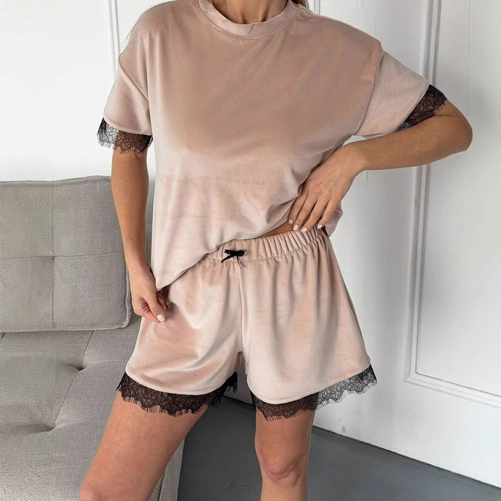 Damen Schlafanzug Set mit Spitzendetails