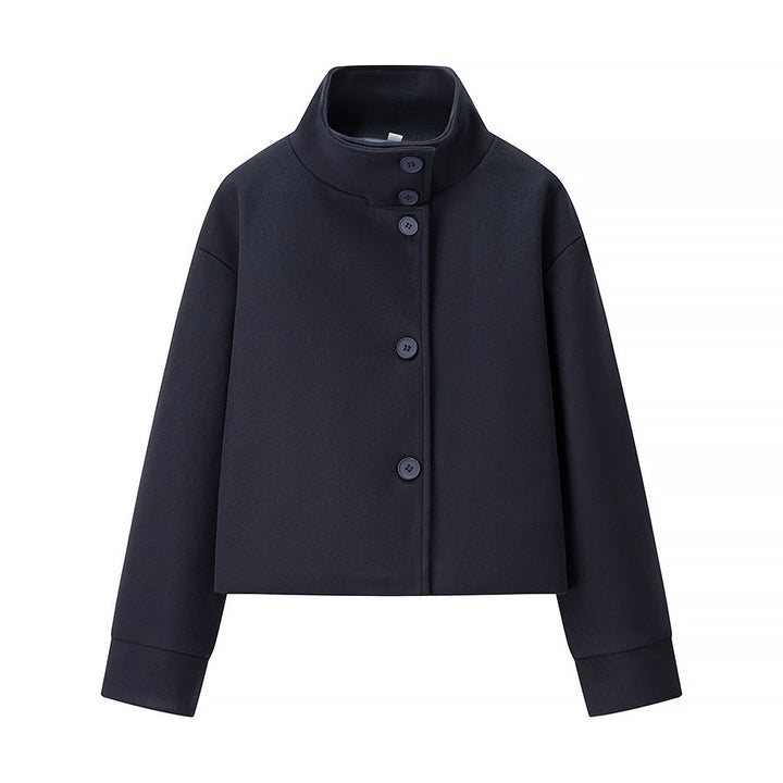 Damen modische Jacke mit stylischem Stehkragen und eleganten Knopfdetails Drune
