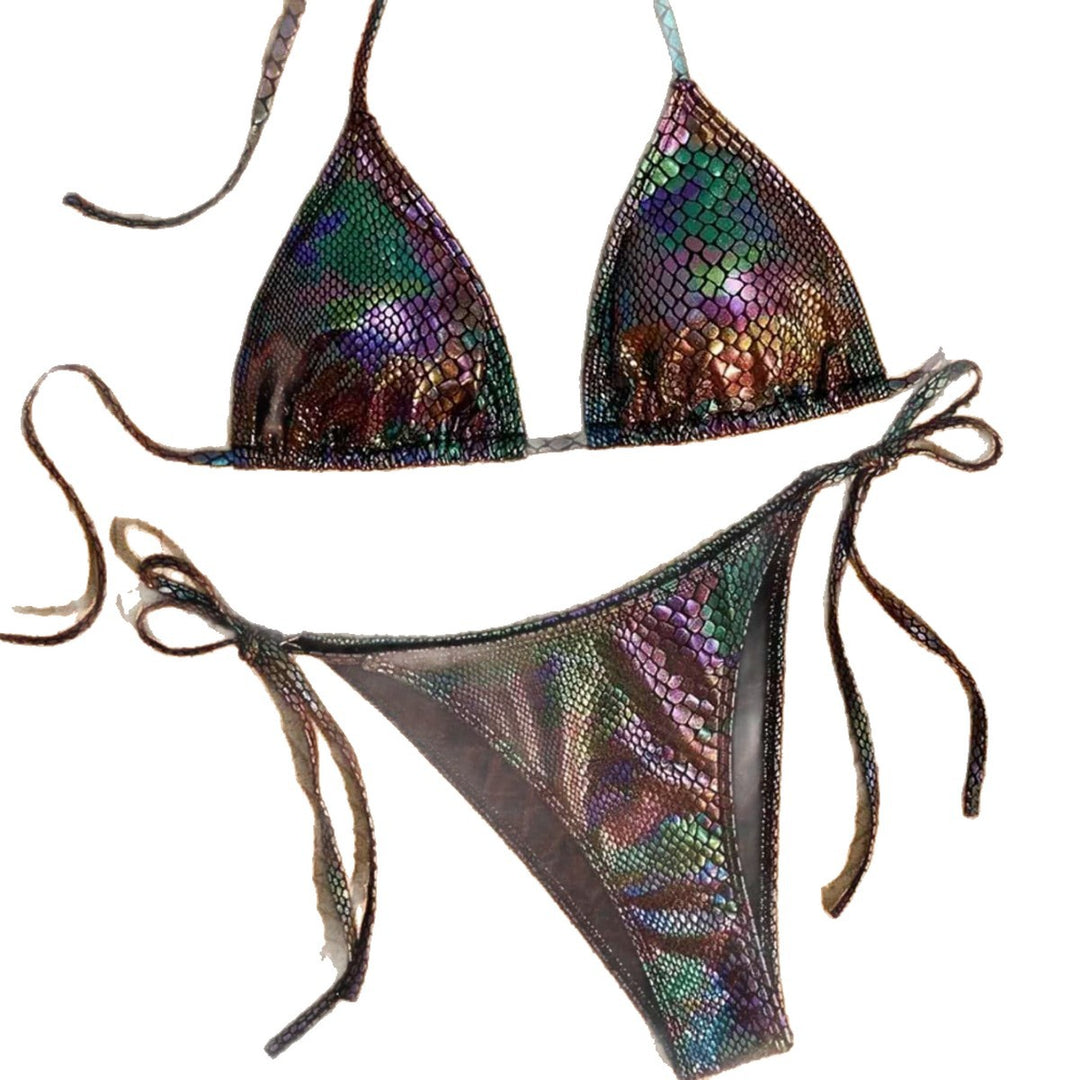 Damen Triangel-Bikini mit schimmerndem Schlangendesign Drune