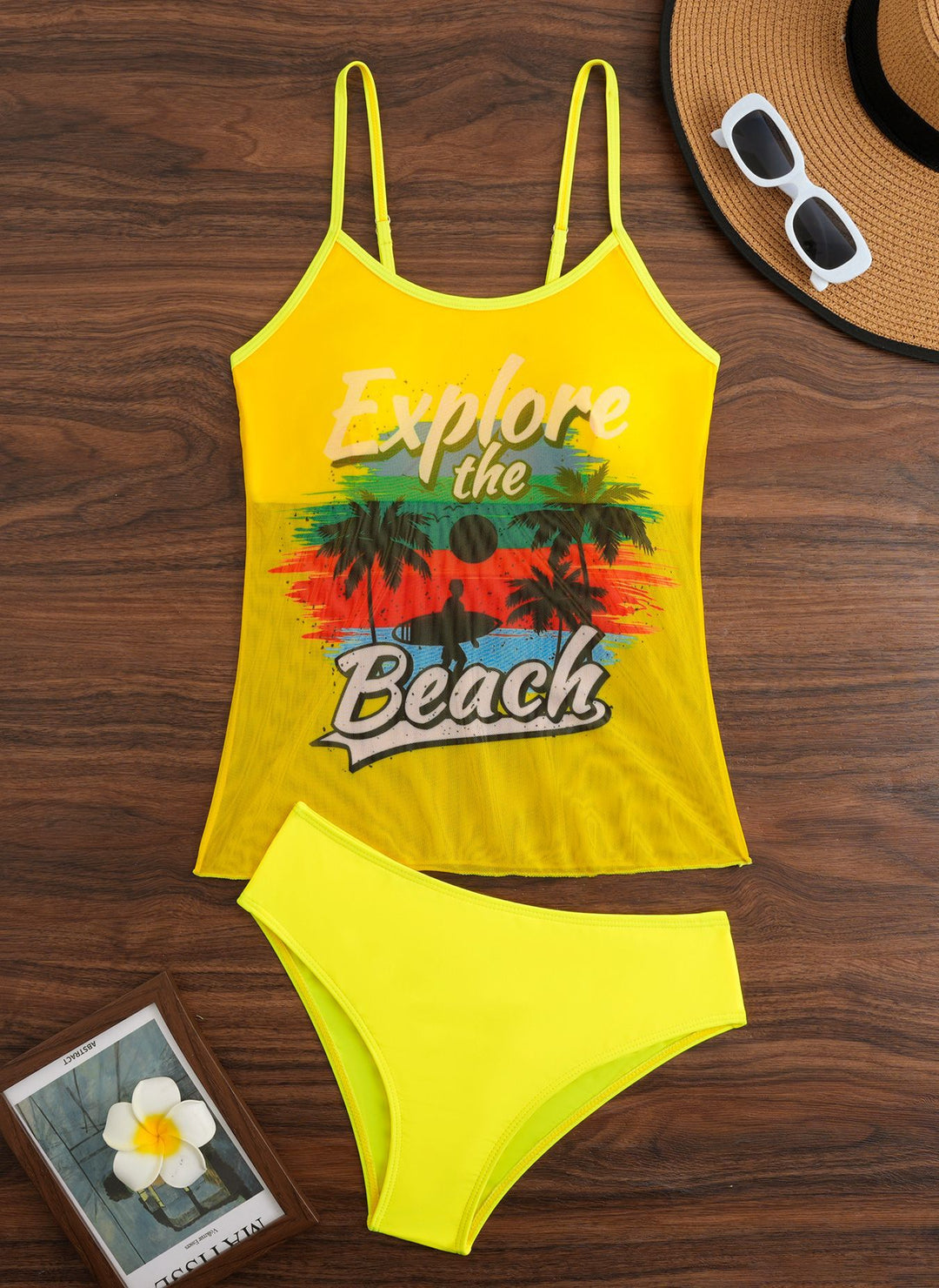 Damen Sportliches Tankini-Set mit trendigem Druck Drune