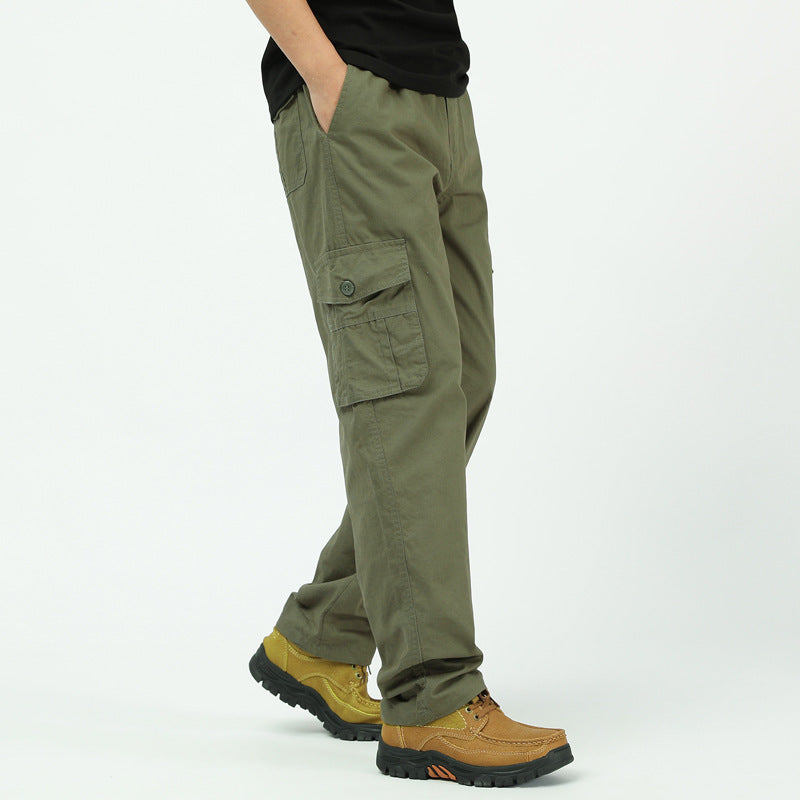 Herren Lockere Cargo-Freizeithose mit tiefem Schritt, elastischem Bund & Multitaschen Drune