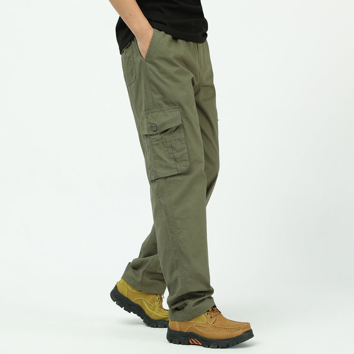 Herren Lockere Cargo-Freizeithose mit tiefem Schritt, elastischem Bund & Multitaschen Drune
