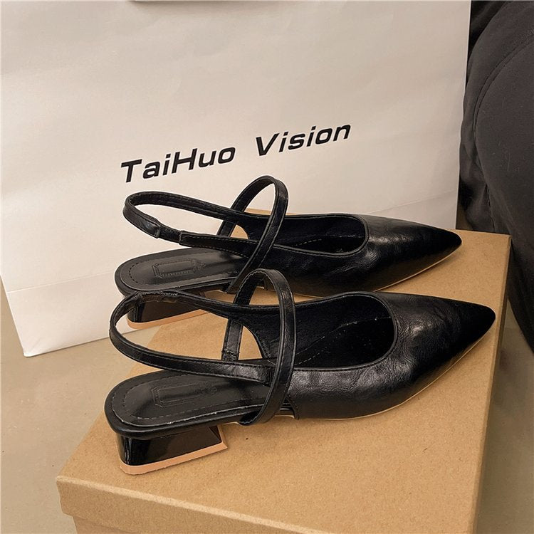 Damen elegante Slingback-Ballerinas aus glänzendem Material Drune