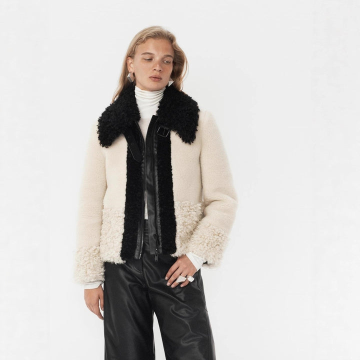 Damen Teddy-Fleece-Blousonjacke mit kontrastierendem Kunstfellkragen Drune