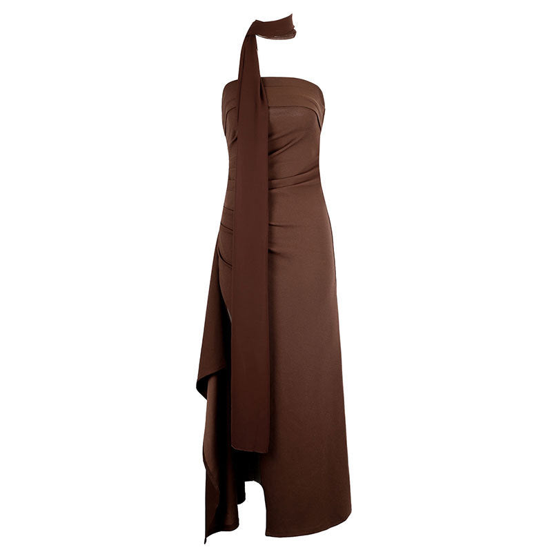 Damen Maxi-Kleid mit raffiniertem Wickeldesign und asymmetrischen Details Drune