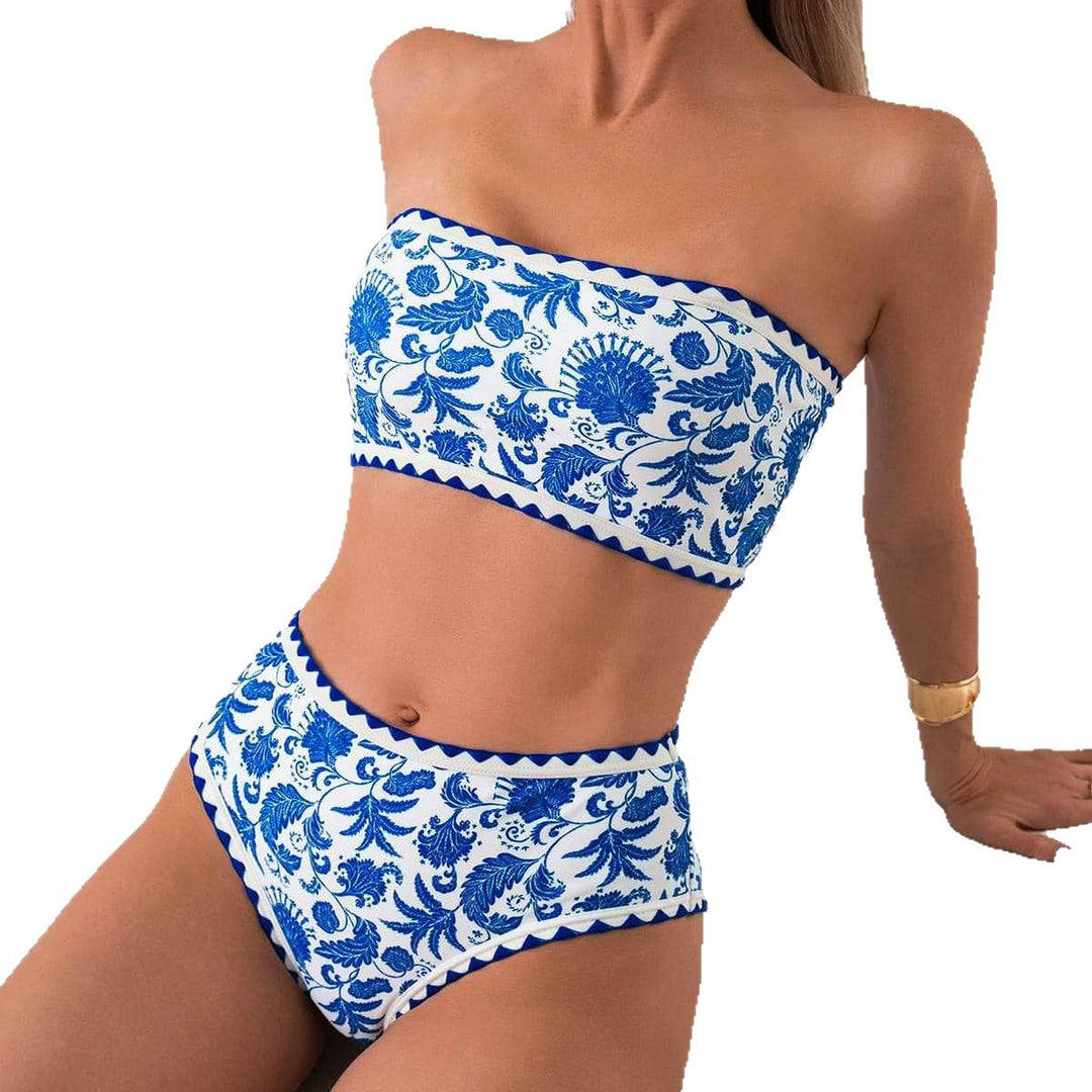 Damen Bandeau-Bikini mit trendigem floralen Design Drune