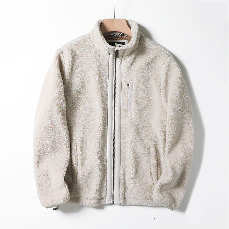 Herren Teddy-Fleecejacke mit Stehkragen, durchgehendem Reißverschluss und Brusttasche Drune