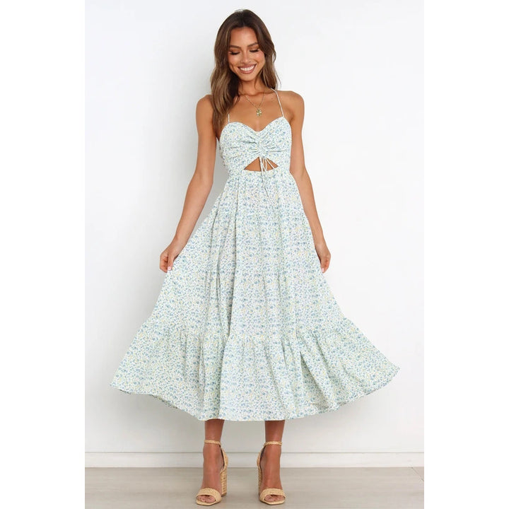 Damen Maxikleid mit raffiniertem Cut-Out und fließendem Rock Drune