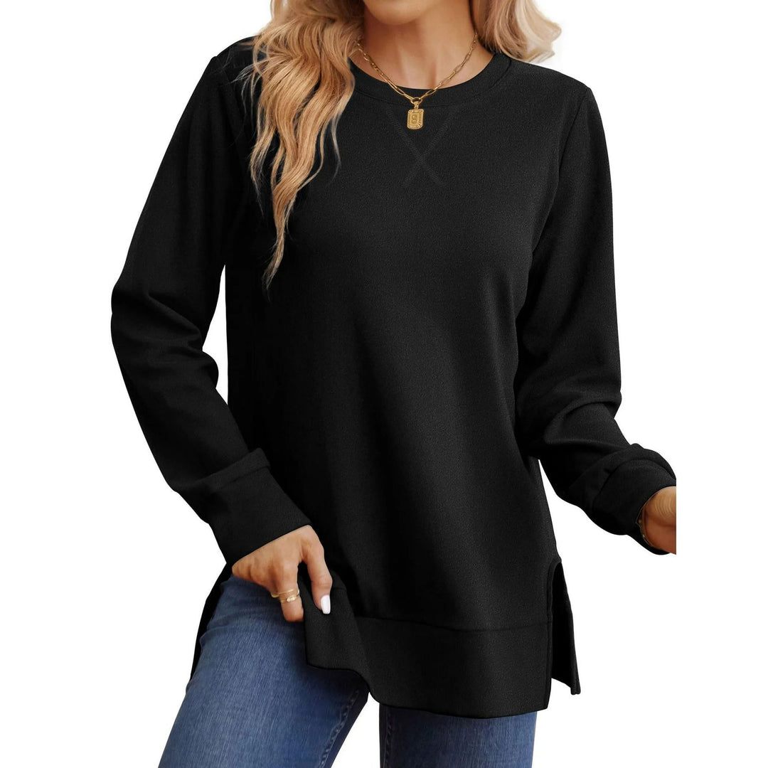 Damen Bequemer Langarm-Sweater mit Seitenschlitzen Drune