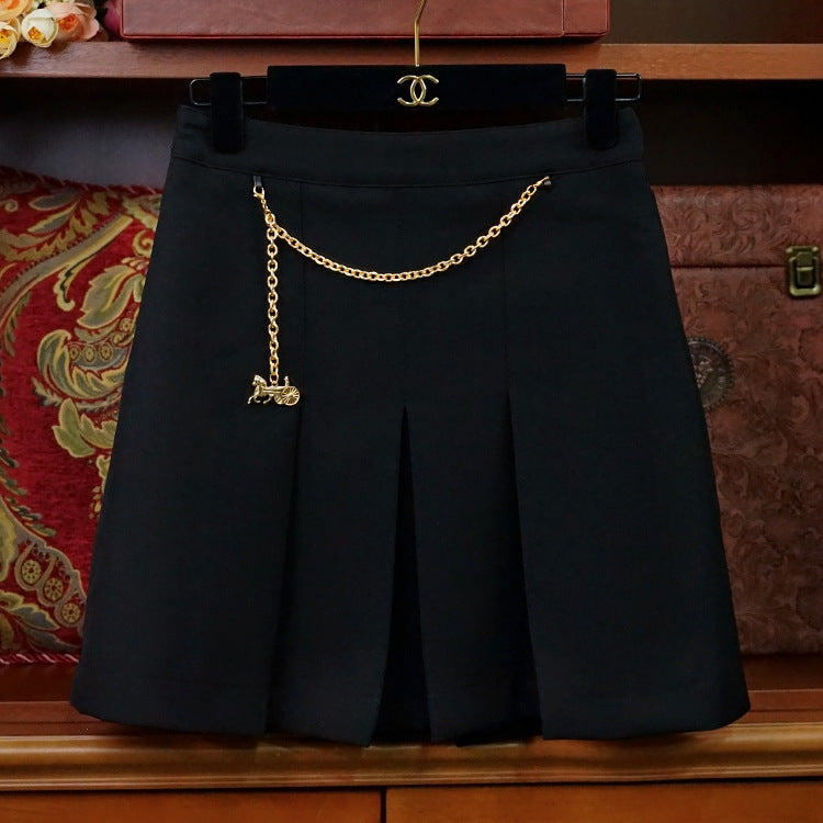 Damen Eleganter Midirock mit einzigartigem Kettendetail Drune