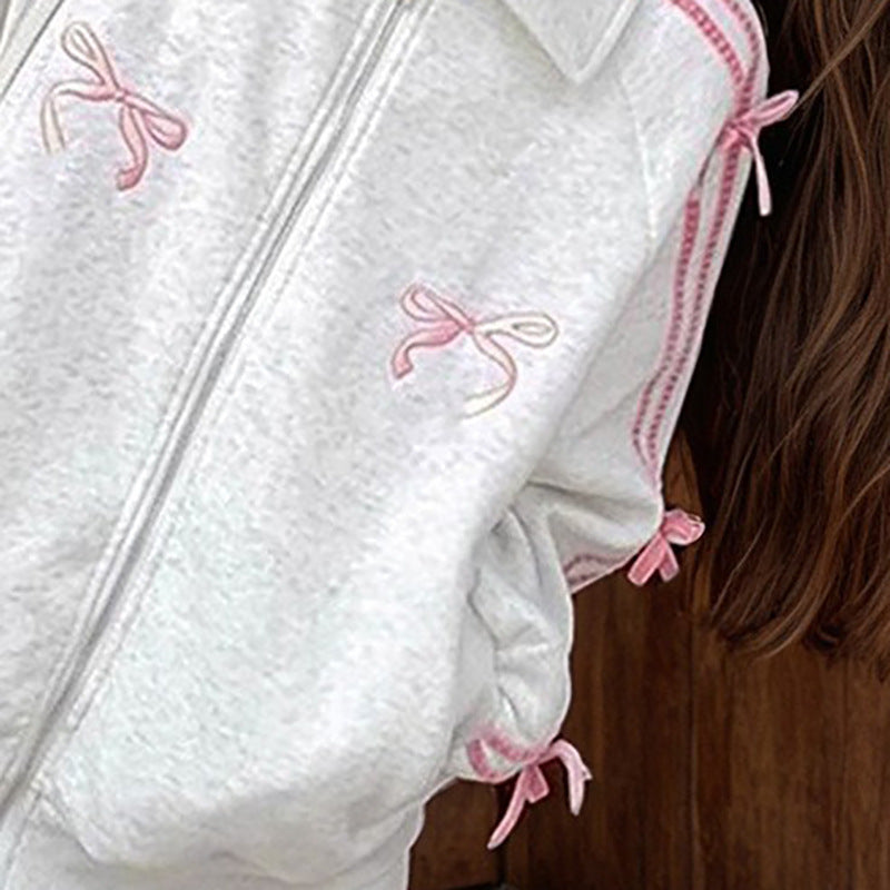 Damen Sportliche Sweatjacke mit dekorativen Bindebändern Drune
