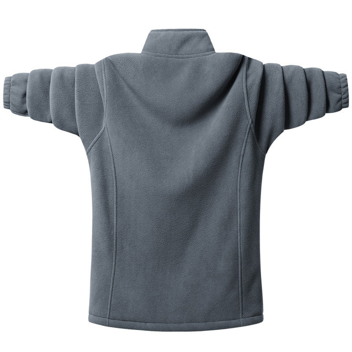 Herren klassische Fleecejacke mit durchgehendem Reißverschluss, Stehkragen und verdeckten Eingrifftaschen Drune
