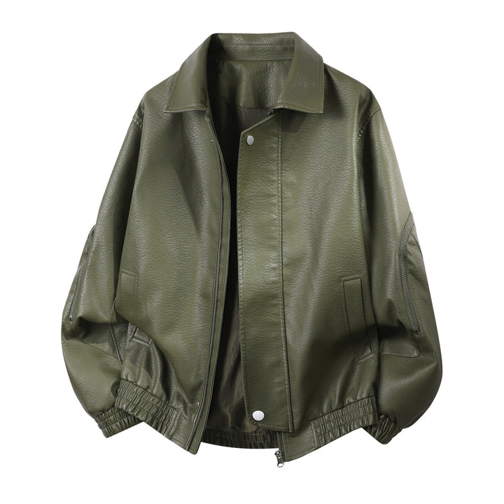 Herren oversized Kunstleder-Blouson mit elastischem Saum und verdecktem Reißverschluss Drune
