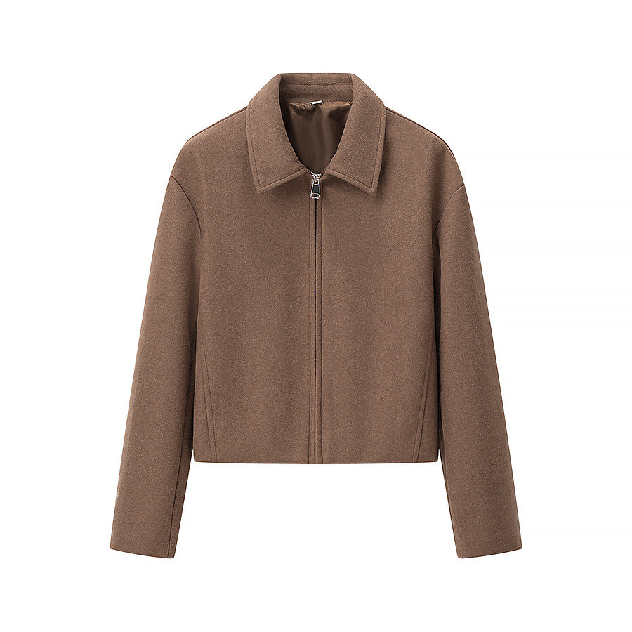 Damen Kurzjacke aus Wollmix mit Reißverschluss und kastiger Oversize-Silhouette Drune