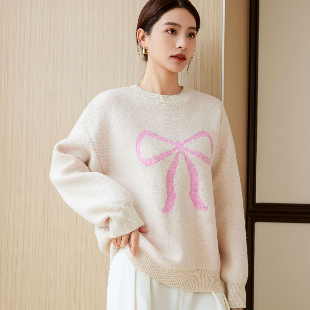 Damen Oversized Pullover mit modernem Schleifen-Design Drune