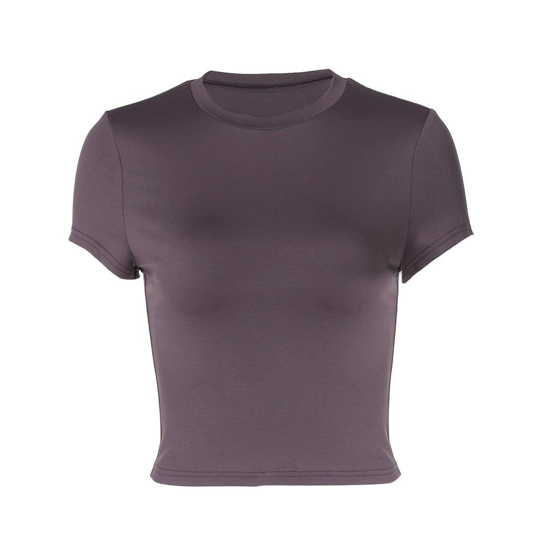 Damen figurbetontes T-Shirt mit kurzem Arm und dekorativem Raffungselement Drune